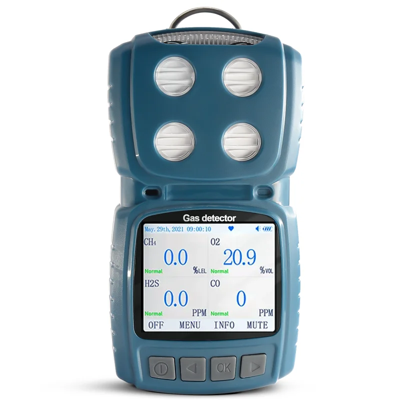 

Rechargeable Battery Operated Handheld Portable 4 in 1 Gas Analyzer Monitor EX O2 N2 CO2 H2S NO2 Multi Gas Detector