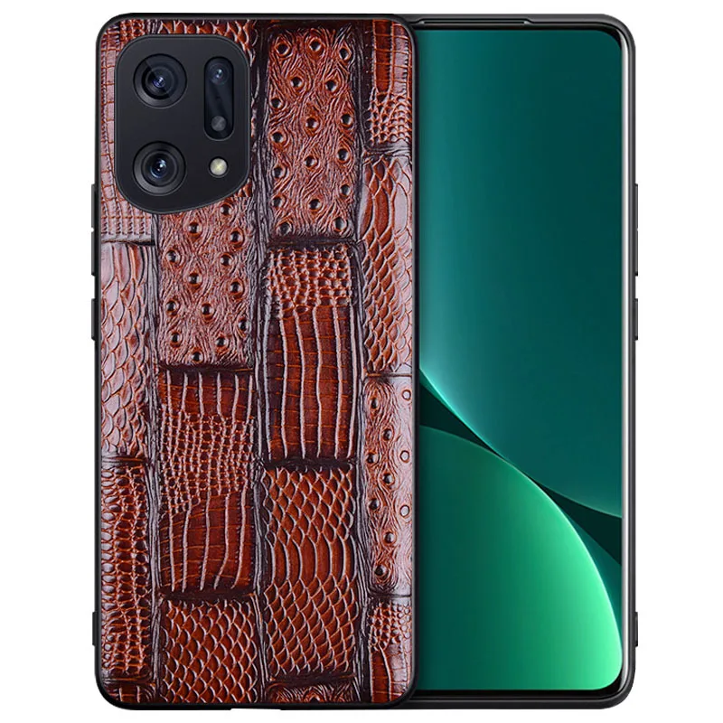 

Hot Sales Luxury Genuine Leather Phone Case For Oppo Find X5 Pro Shockproof Back Cover Fundas For Find X5