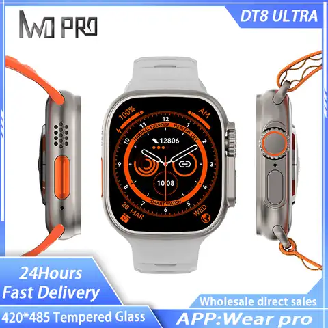 Смарт-часы IWO DT8 Ultra мужские спортивные, экран 2,0 дюйма HD 420*485, NFC, GPS, мониторинг температуры тела PK WS8