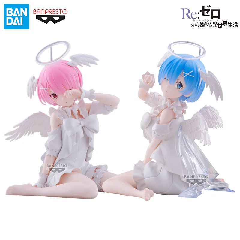 Фото Banpresto Re:Zero Relax Time Рем и Рам, версия Sweet Angel Коллекционные фигурки персонажей аниме, игрушки, подарки на праздники №1