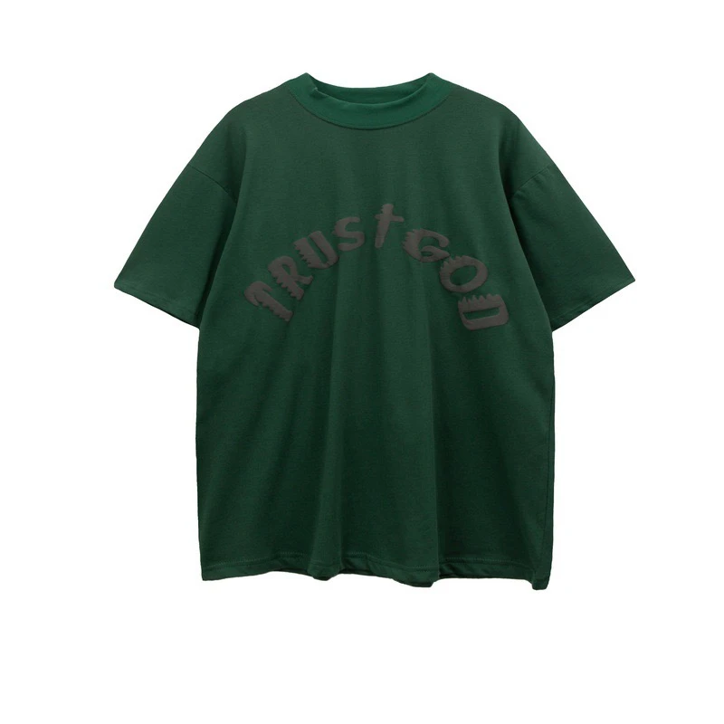 Футболка с принтом Trust God для мужчин и женщин топ коротким рукавом фонарика в