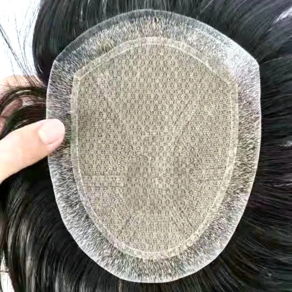 Hstonir Chinese Remy Hair Toupee 100% Human Hair System Men Wig Prosthetic Injection Poly Silk Center Hairpiece G054