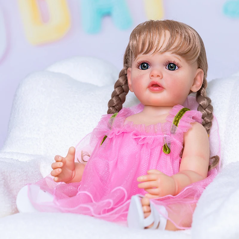 

55CM Already Painted Finished Reborn Toddler Girl Doll Full Body Soft Silicone Vinyl Betty 3D Skin Visible Veins