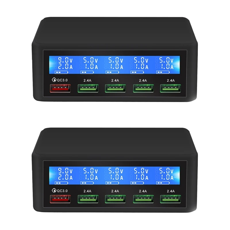 

Быстрое зарядное устройство USB, 40 Вт, 5 портов, светодиодный дисплей, быстрая зарядка 3,0, настольная зарядная станция для Iphone, Ipad