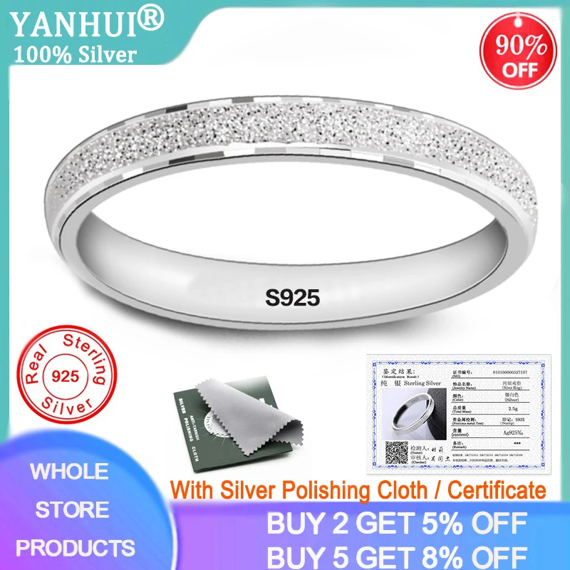 

Free Sent Certificate Frosted Finger Rings for Women Men Wedding Jewelry Tibetan Silver S925 Top Quality Never Fade Size 4-11