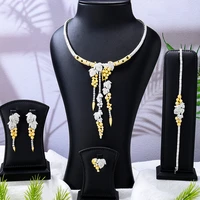 missvikki luxury nobal 4pcs nigeria choker lariat necklace set for women wedding zircon indian african statement bridal jewelry