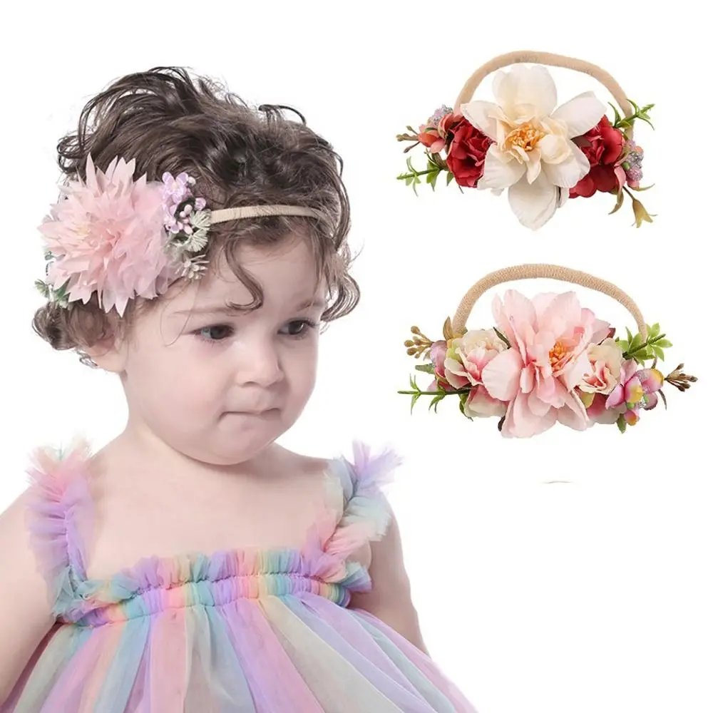 

Baby Girls Flower Headband Colorful Children Elastic Hairband Kids Floral Hair Hoop Kids Hair Accessories Photography Props