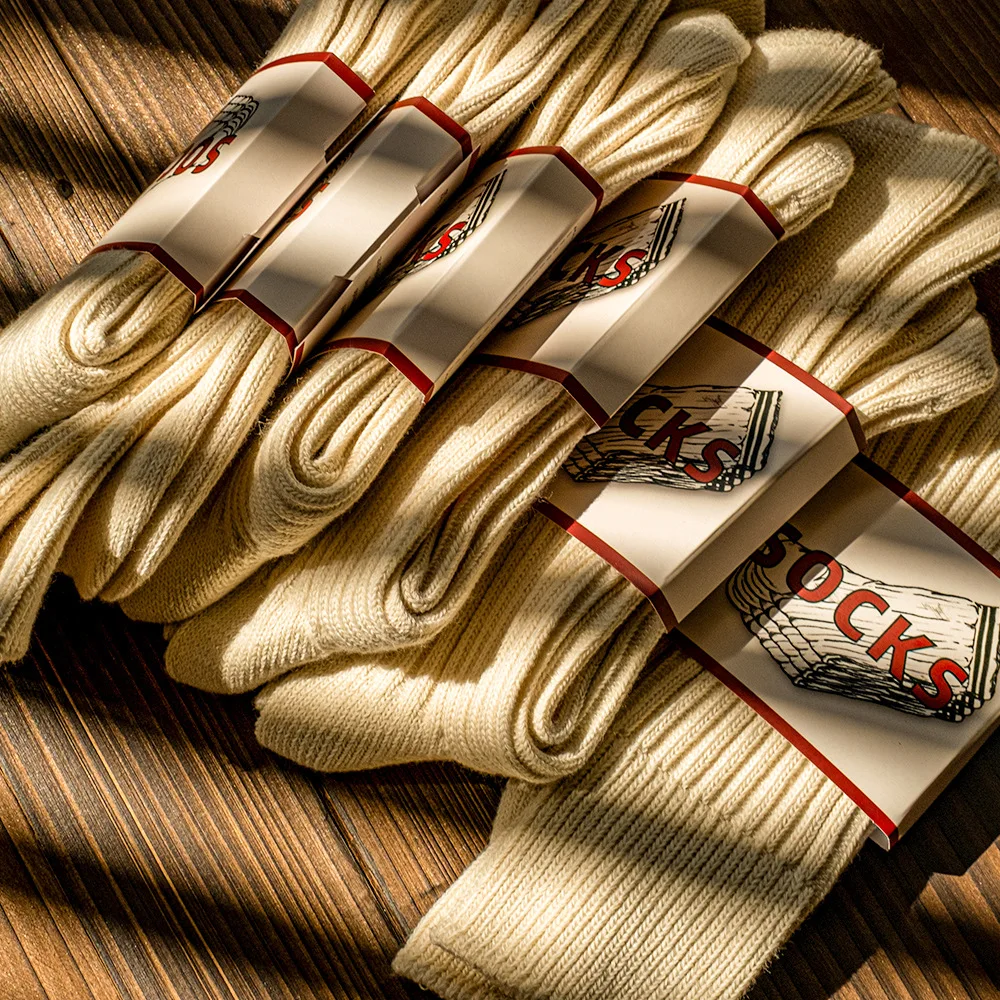 Cotton Male Age Season Pure Color Couples Japanese Thick Line Double Needle Their Movement Of  Container Stack Heap Heap Socks