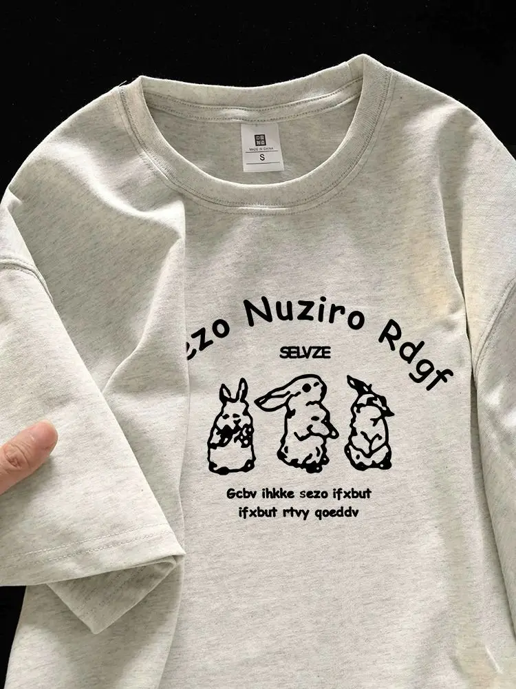 

Personalized Street Trend Men and Women Hip Hop Rabbit Print Graphic T-shirt Summer Loose Couple Casual Retro Short Sleeve y2k