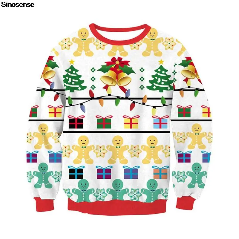 

Men Women Christmas Sweater 3D Funny Printed Ugly Christmas Sweatshirt Couple Long Sleeve Crewneck Holiday Party Xmas Jumper Top