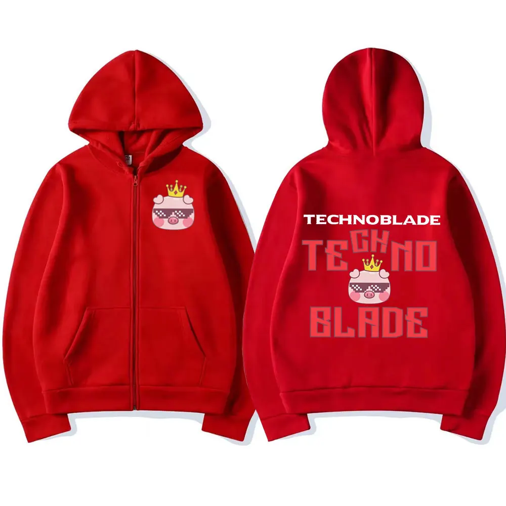 Свитшот Technoblade Merch на молнии с капюшоном и двусторонним принтом для мужчин женщин