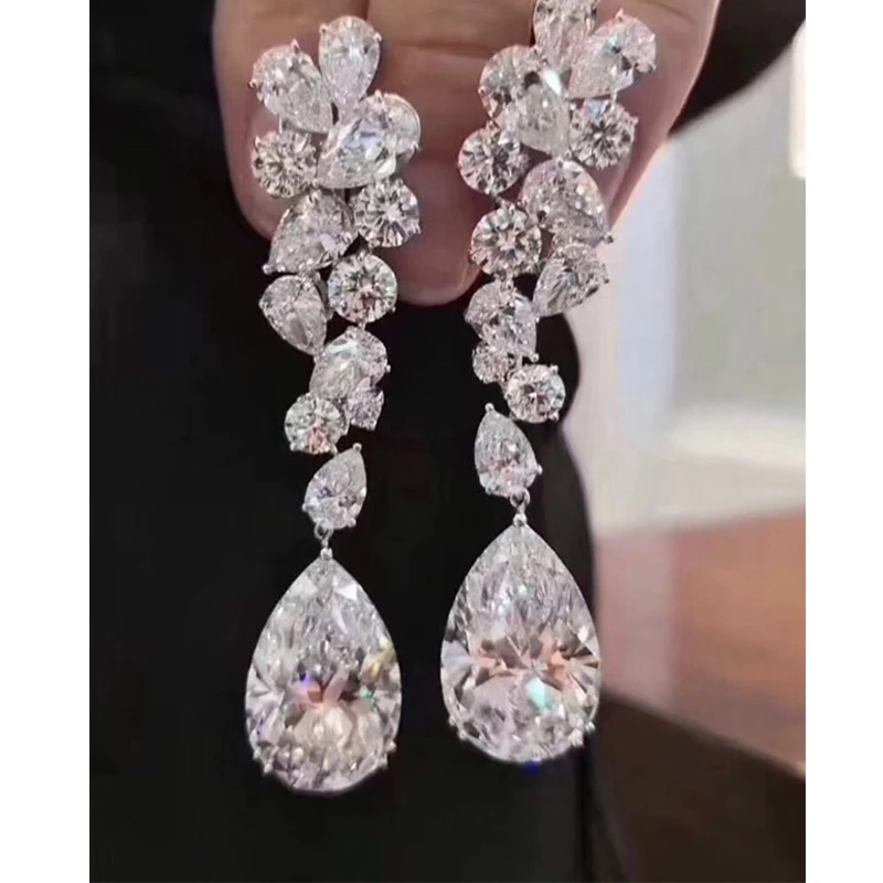 

ZAKOL Brand Luxury Water Drop Cubic Zircon Long Dangle Earrings for Women Shinny Leaf Bridal Wedding Anniversary Jewelry EP1181