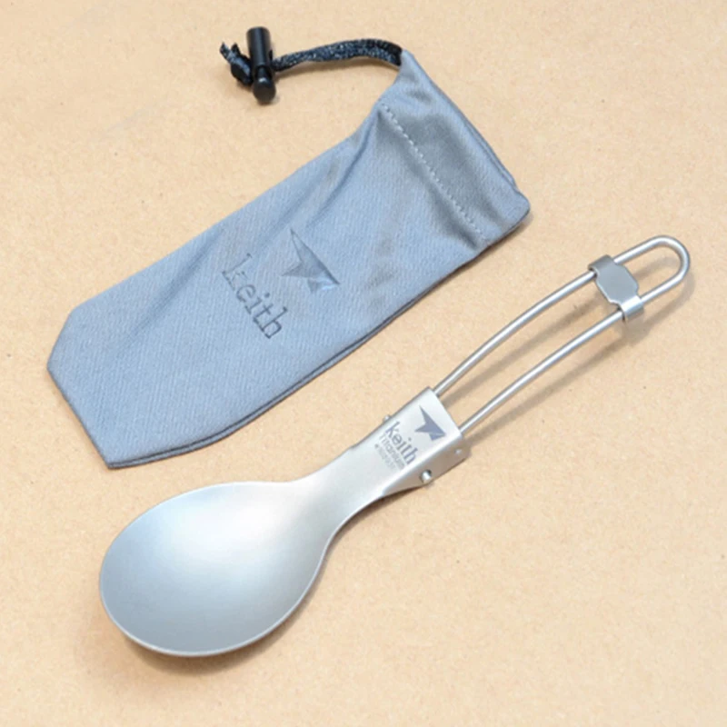 

Keith Foldable Titanium Spoon Camping Cutlery Spoon Outdoor Tableware Portable Lightweight 18g Ti5302