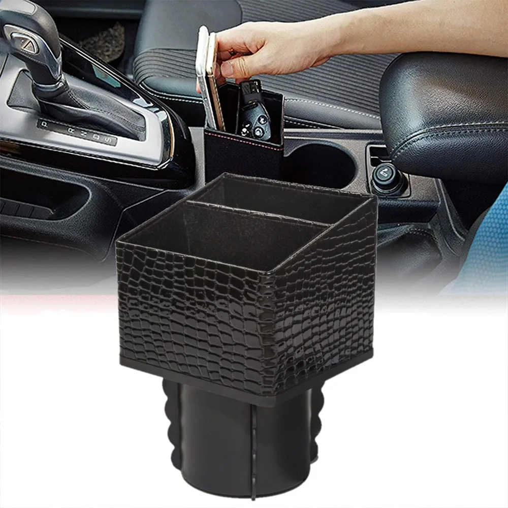 Car Center Control Storage Box Leather Square Container Cup Holder Pocket Console Seat Catcher Organizer Coin Collector |