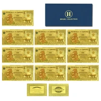 10pcslot with envelope collection gifts one zettalilion dollars zimbabwe gold foil banknotes art ornaments home decor gifts