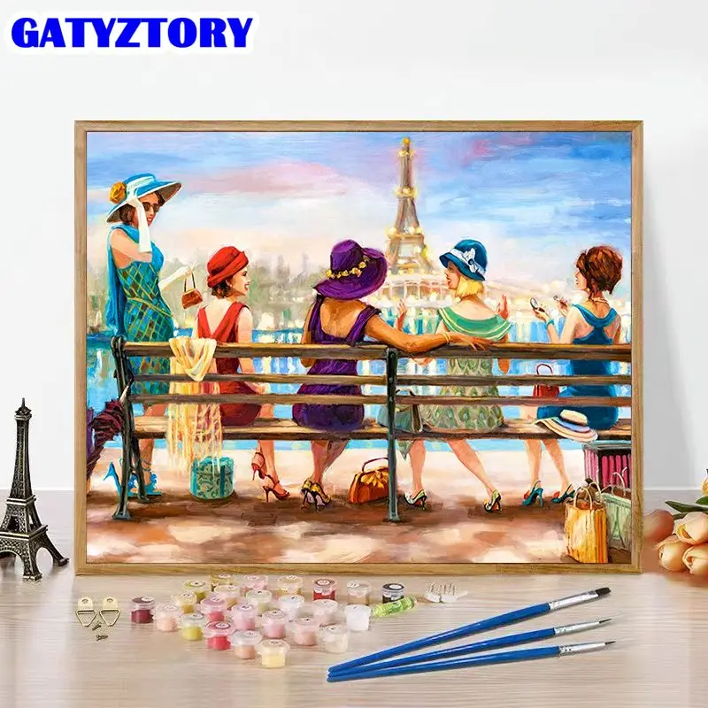 

GATYZTORY Pictures By Numbers Girls' Party Scenery DIY Frame Coloring By Number Paint On Canvas Home Decoration 40x50cm