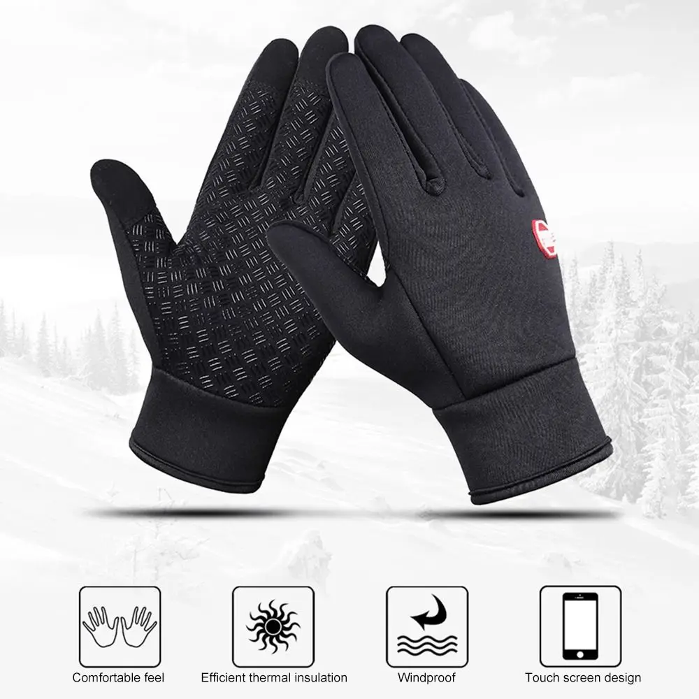 

Autumn Winter Warm Gloves Men's and Women's Outdoor Sports Non-slip Touch Screen Cycling Gloves Plush Waterproof Ski Gloves