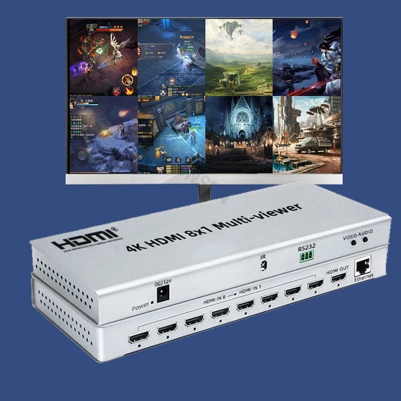 Фото 4K HDMI 8x1 мультипросмотр 8 в 1 выход HDMI мультипросмотр бесшовный переключатель 8 картинок HDMI мультипросмотр 1 ТВ монитор просмотр Мультиэкран №3