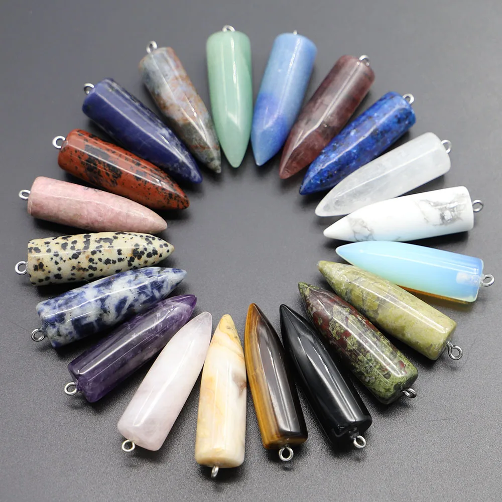 

[Free Shipping]12mm* 40mm Natural Crystal Jade Conical Bullet Pendant Accessories Fashion Jewelry Production Wholesale 10Pcs/Lot