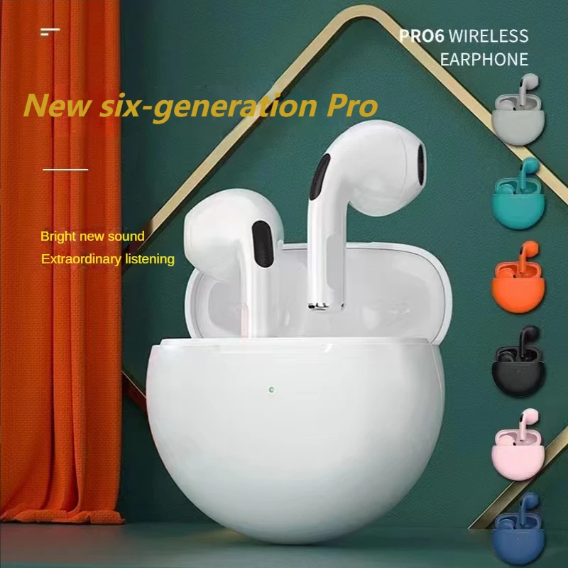 Original Pro6 TWS Touch Control Wireless Bluetooth 5.0 Headphones Sports Earbuds Music Headphones for Suitable for Xiaomi Apple