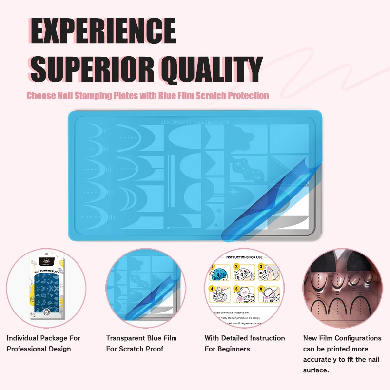 Шаблоны для дизайна ногтей BORN PRETTY Auoras трафареты стемпинга с изображением