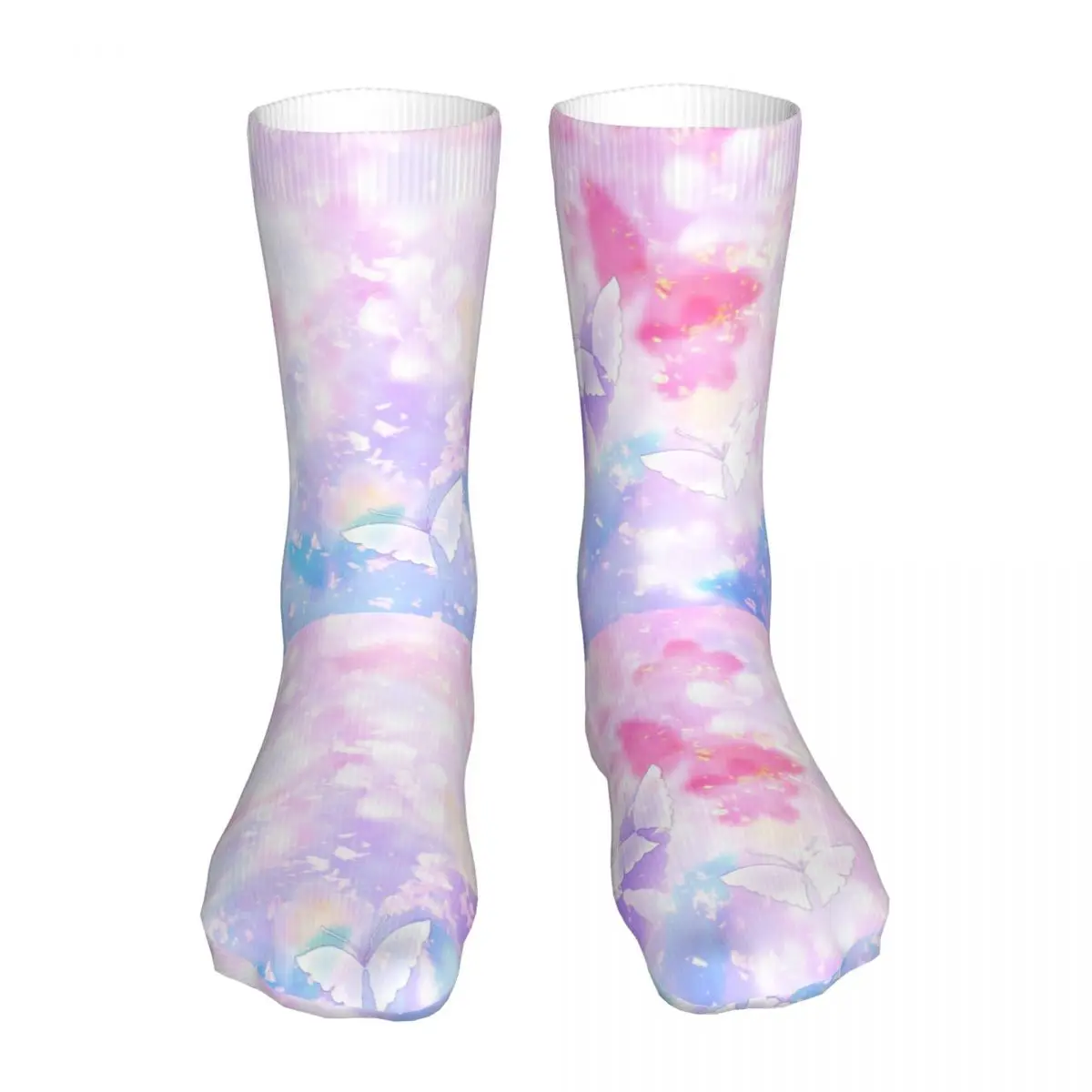 

Носки унисекс розовые с вишней и бабочками, новинка, зимние носки, теплые толстые вязаные мягкие Повседневные носки