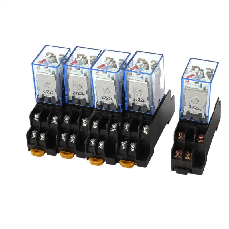 

5PC 220V 10A Coil Power Relay DPDT LY2NJ HH62P HHC68A-2Z With Socket Base