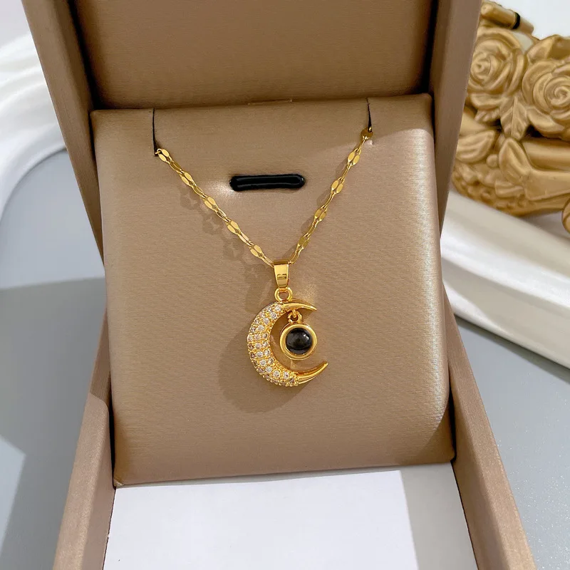 

CENTER Stainless Steel Jewelry Punk Moon Necklaces & Pendants Stainless Steel HIP HOP Necklace for Women