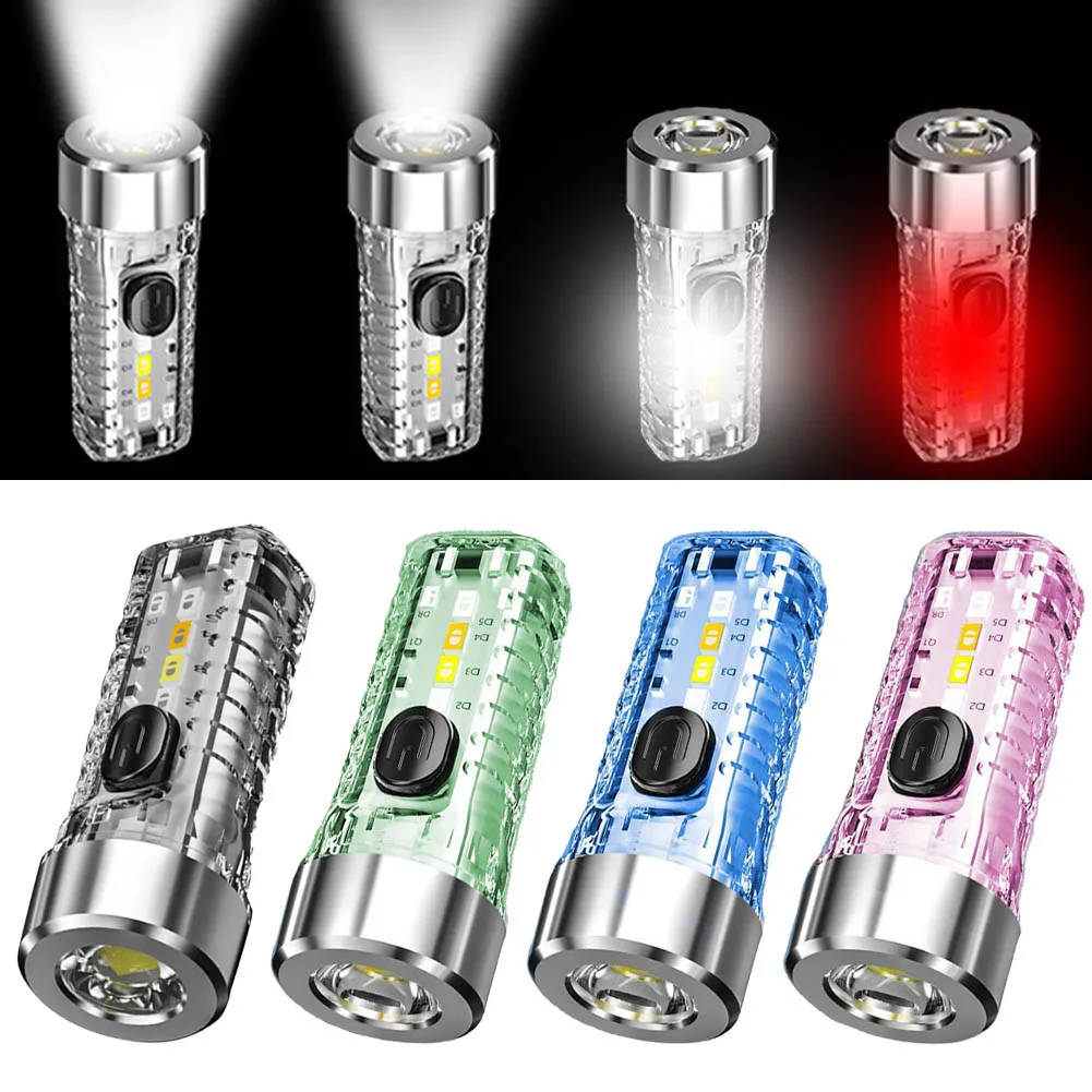 

Camping Mini LED Flashlight Torch Side Light Pocket Rechargeable Keychain Torch 250mAh Lithium Battery Camping Torch Light New