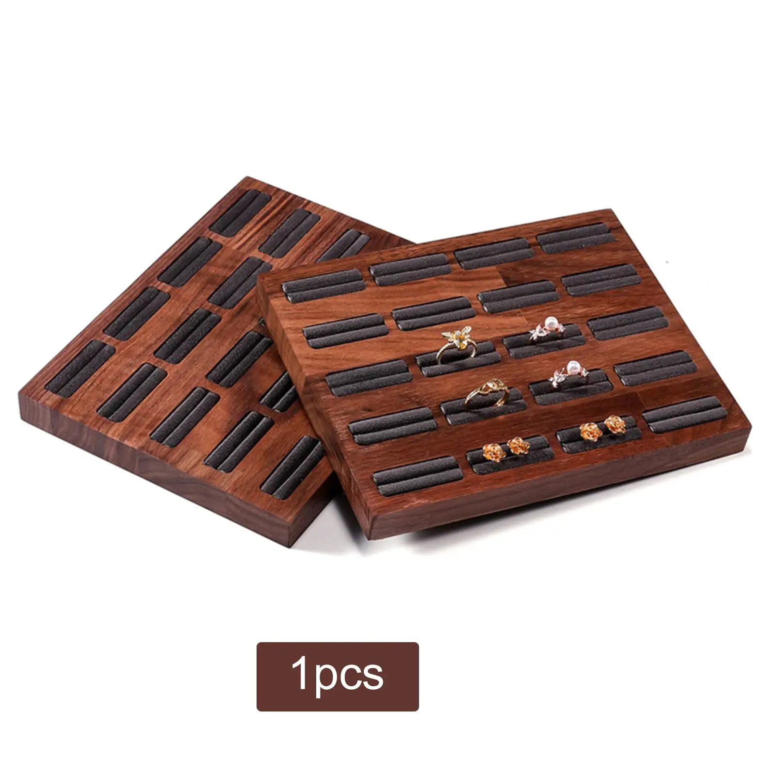Wooden Tray 20 Slots Ornament Display Box Jewelry Display Sheet Ear Stud for Ladies Girls Dresser Bedside Table Bedroom