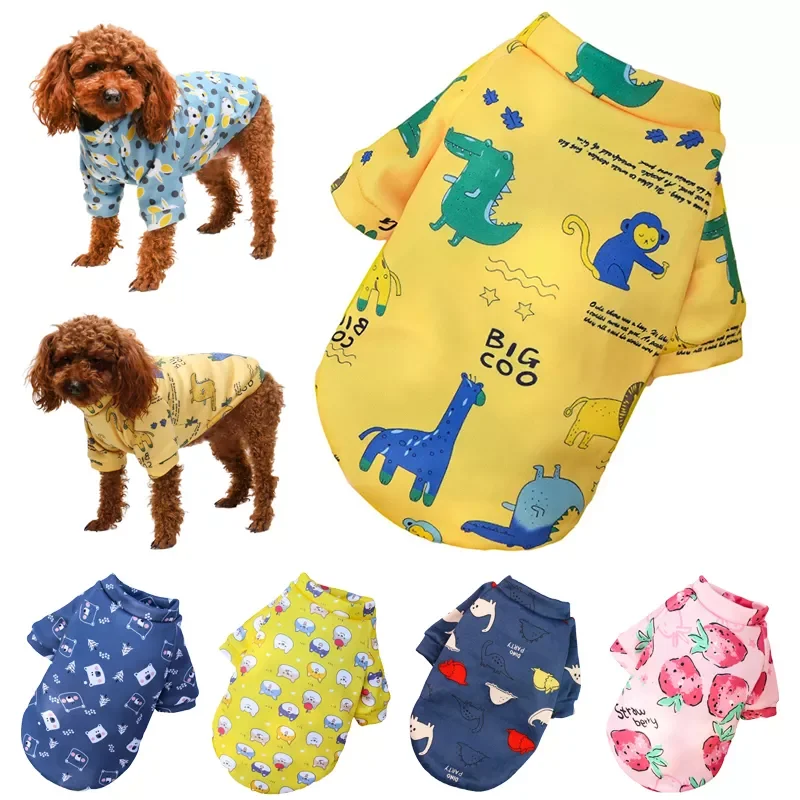 

NEW2022 Cartoon Dog Vest Winter Warm Pet Clothes for Small Dogs Chihuahua French Bulldog Pug Sweatshirt Puppy Cats Coat Yorkie C