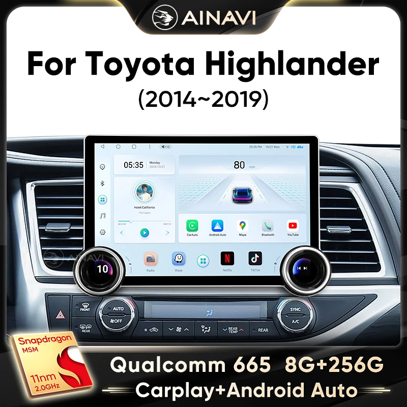 Ainavi для Toyota Highlander 3 XU50 2014-2019 автомобильный радиоприемник мультимедийный
