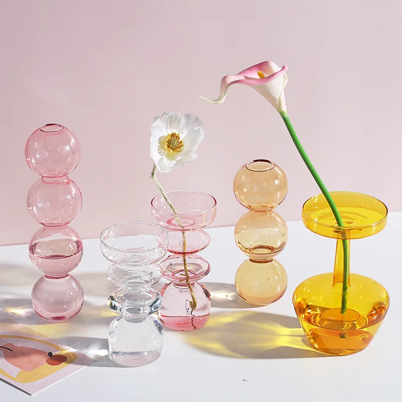 

Modern Bubble Flower Vase Glass Living Room Decor Hydroponic Plant Transparent Vases for Flowers Birthday Dinner Decor Tabletop