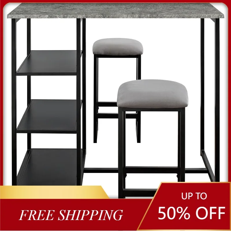 

Набор для паба Dorel Living Farley из 3-х предметов с верхом из искусственного бетона, серый/черный