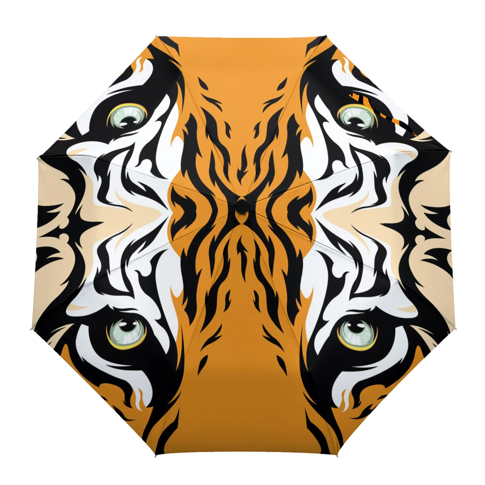 

Tiger Eyes Illustration Parasol Umbrella for Outdoor Automatic Eight Strands Rain Umbrella Adults Female Shade Umbrellas