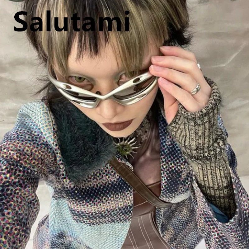 

New Fashion Hollow Hole Y2K Sunglasses For Women Vintage Cat Eye Driving Pilot Sun Glasses Men Sport Candy Color Hip Hop Shades