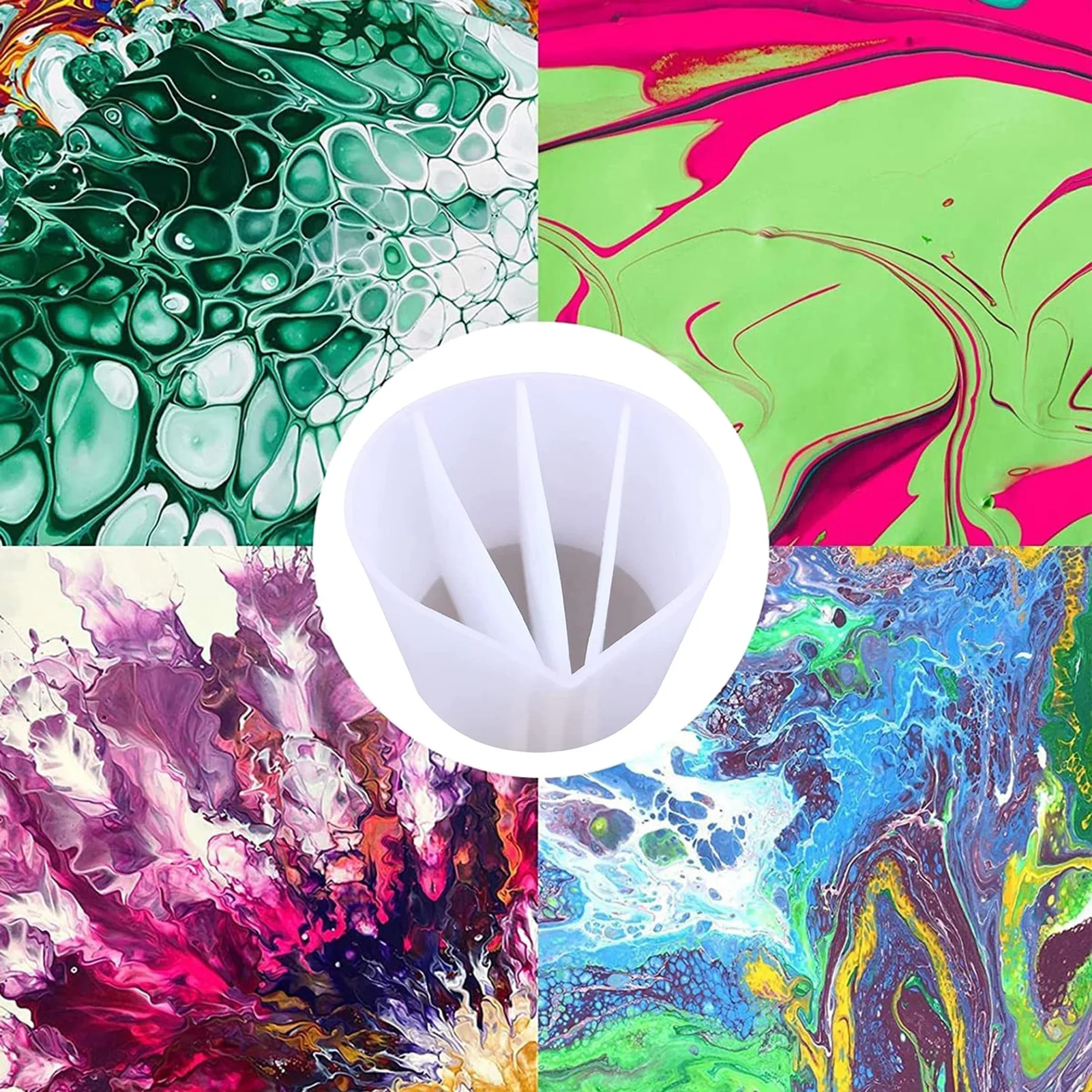 

Pouring Paint Split Cup Silicone Paint Pouring Split Cups Multi Channel Fluid Art Tool Supplies For Painting Drawing