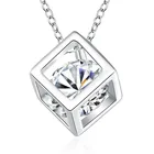 Простое классическое квадратное медное ожерелье с кубическим цирконием и покрытием из стерлингового серебра 925 пробы, женское Ювелирное Украшение, подарки для вечеринки JP