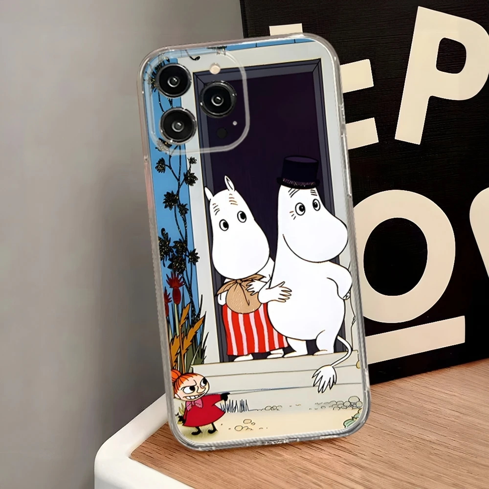 Чехол для телефона с изображением аниме M-Moomin-Hippo iphone 16 15 14 13 12 Pro Mini 11 Max Xr Xs Plus