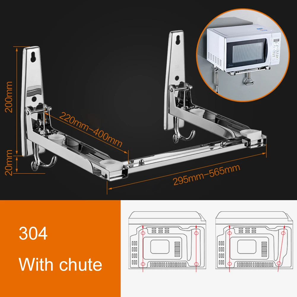 

Wall Mount Bracket Foldable Stainless Steel Shelf Rack For Microwave Durable