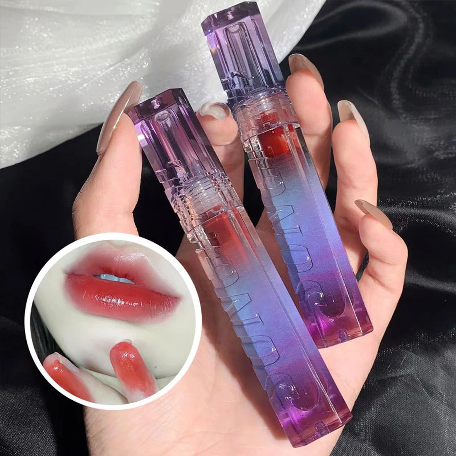 

Purple Glass Water Mirror Lip Glaze Lipstick Waterproof Long Lasting Moisturizing Lip Gloss Colorful Shine Lip Care Makeup