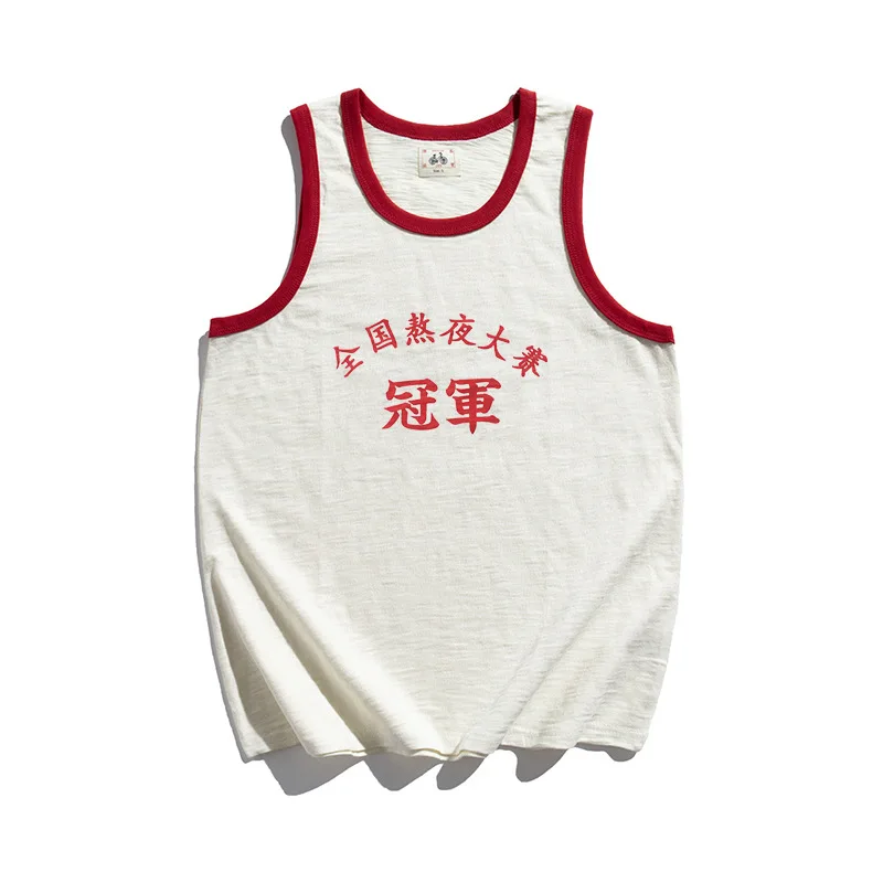 

Chinese Style Vintage Sleeveless Vest For Youth 100% Cotton Good Quality Round Neck Tank Tops T-Shirts Male Tees Summer Clothing
