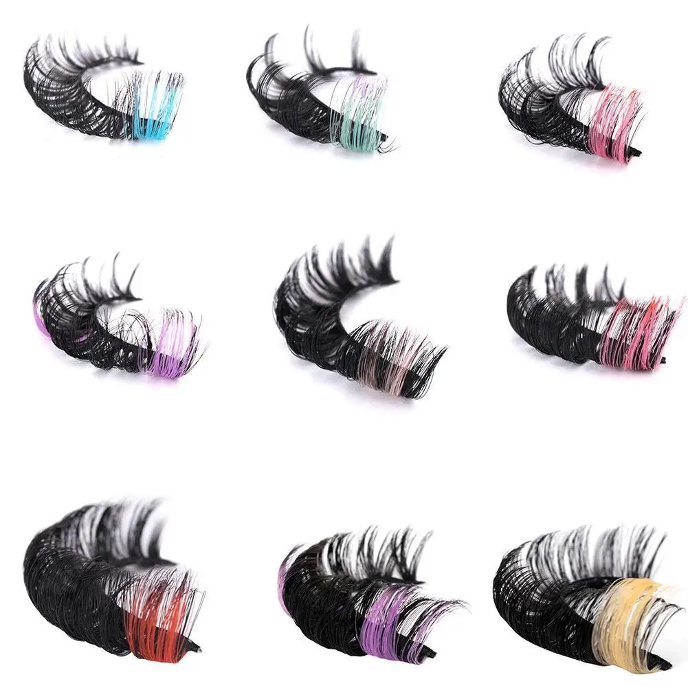 

1 Pair Colored Lashes 3Dd Mink Lashes Wholesale Dramatic Colorful Natural Eyelashes Extension Make Up Fake Eyelashes 25mm