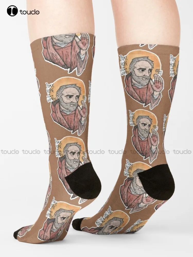 

St. Padre Pio - "Pray Hope And Don'T Worry" Socks Funny Socks For Men Design Happy Cute Socks Creative Funny Socks New Popular