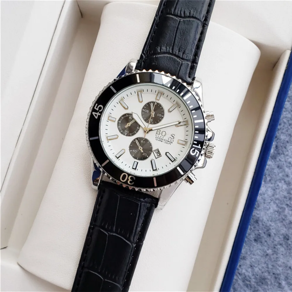 

Часы Hugo Bos-S мужские с тремя глазами, роскошные модные многофункциональные водонепроницаемые кварцевые наручные часы с секундомером и календарем