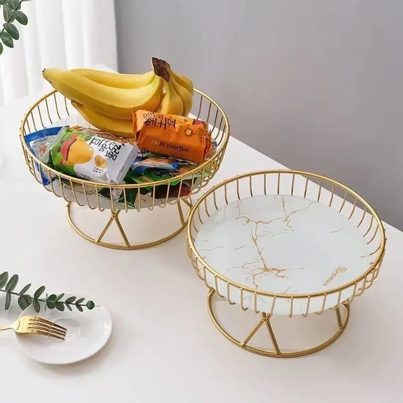 

Luxury Fruit Plate Creative Living Room Coffee Table High-end Decoration Snacks Dessert Storage Basket Organizers Storage
