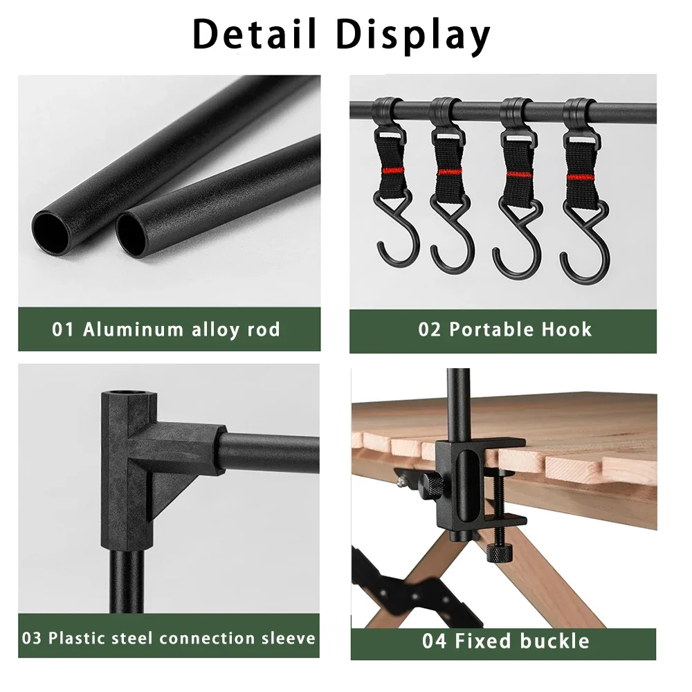 TARKA Camping Shelf Lantern Stand Picnic Tableware Hanging Rack Portable Detachable Aluminium Alloy Light Hanger