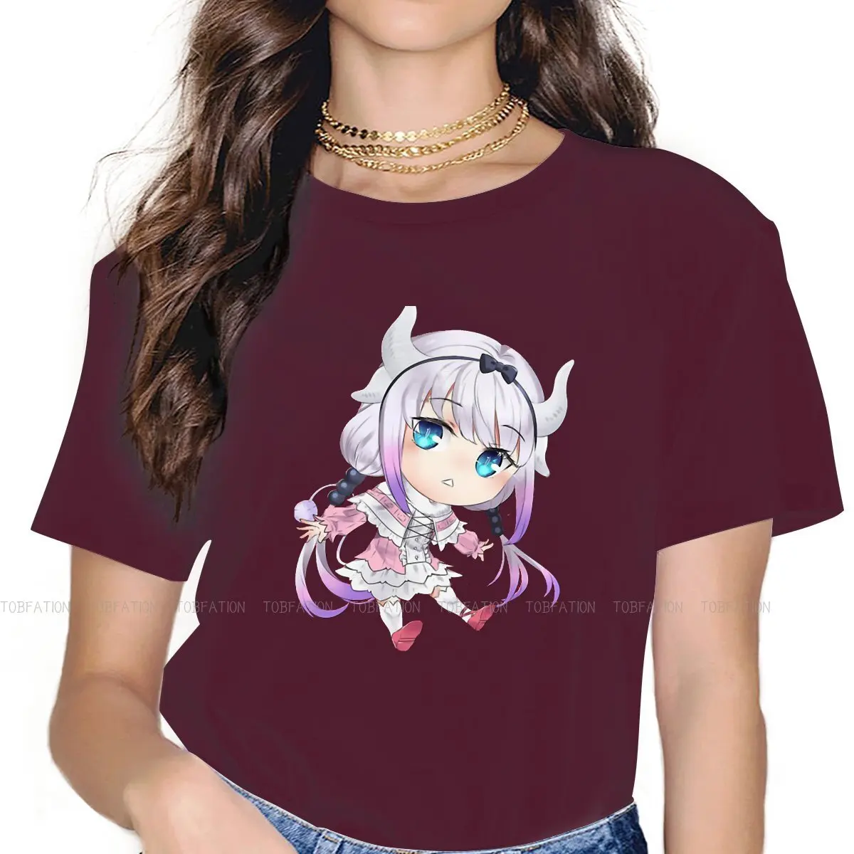 

Kanna милые новейшие футболки Miss Kobayashi's Dragon Maid Kanna Женская графическая футболка из чистого хлопка с круглым вырезом