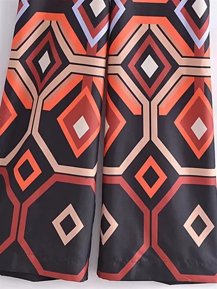 Женский Длинный комбинезон с принтом длинным рукавом и поясом |