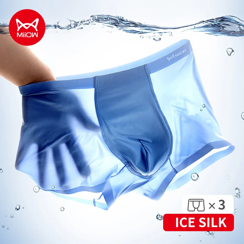 

3Pcs Sexy Men Underwear Boxers 120s Ice Silk Lightness Breathable Men's Panties Thin Underpants Boxer Short Men Boxershort